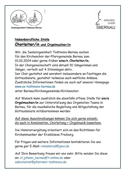 Ausschreibung Chorleitung